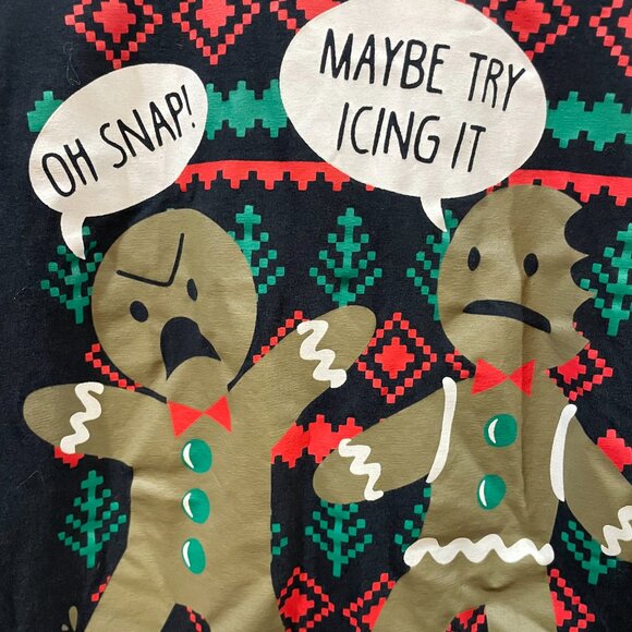 Seven Oaks "Oh Snap, Maybe Try Icing It" T-Shirt Gingerbread Man Humor Sz Large - Picture 1 of 4